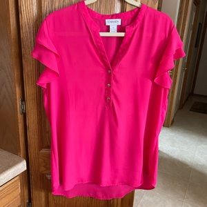 Carmen Marc Valvo Bright Pink Blouse! Size XL